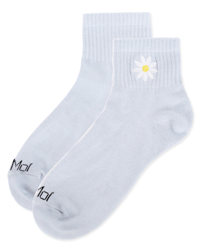 Women's Daisy Embroidery Athletic Quarter Socks