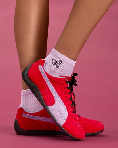 Women's Butterfly Embroidery Athletic Quarter Socks