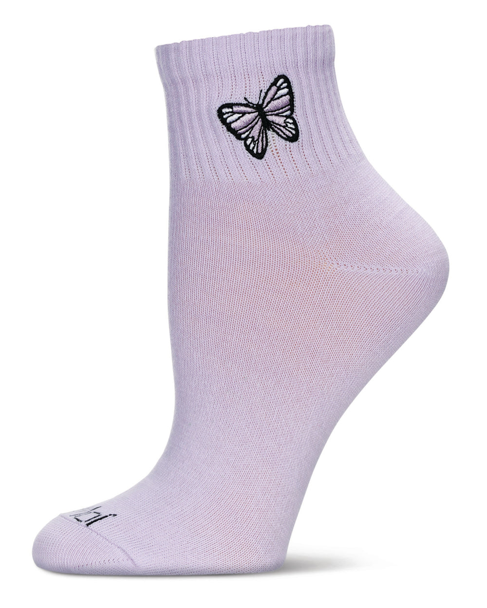 Women's Butterfly Embroidery Athletic Quarter Socks : Color: Lavender