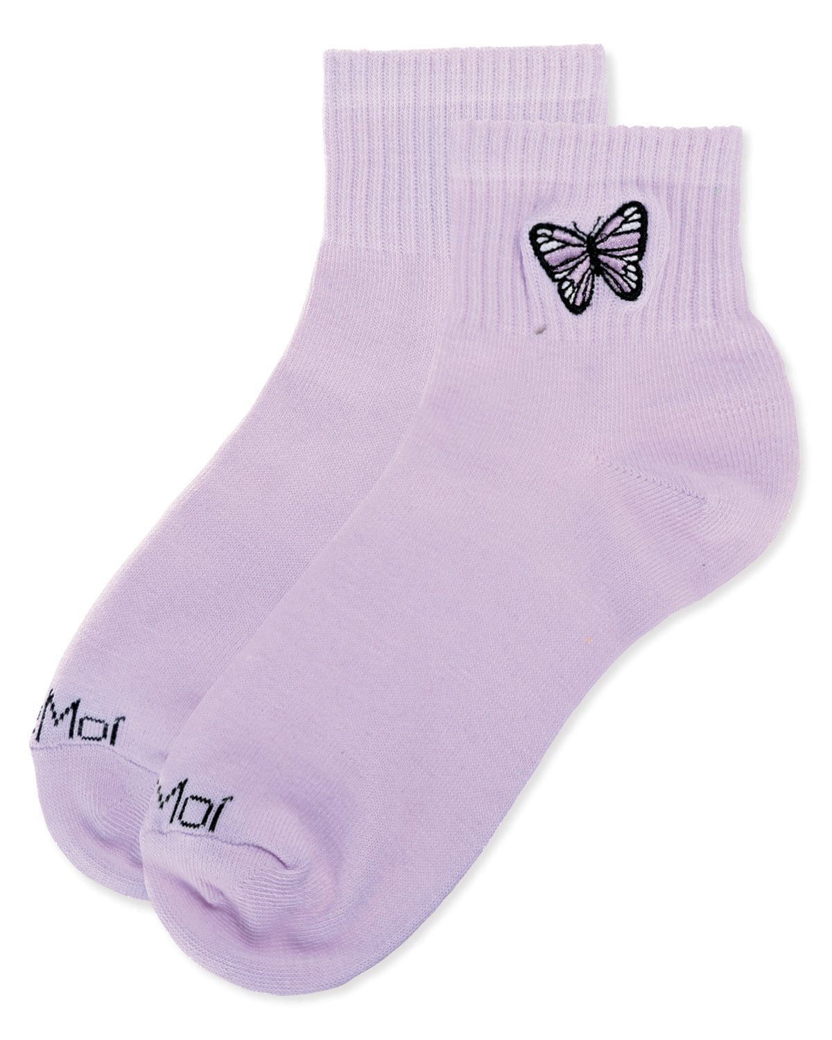 Women's Butterfly Embroidery Athletic Quarter Socks : Color: Lavender