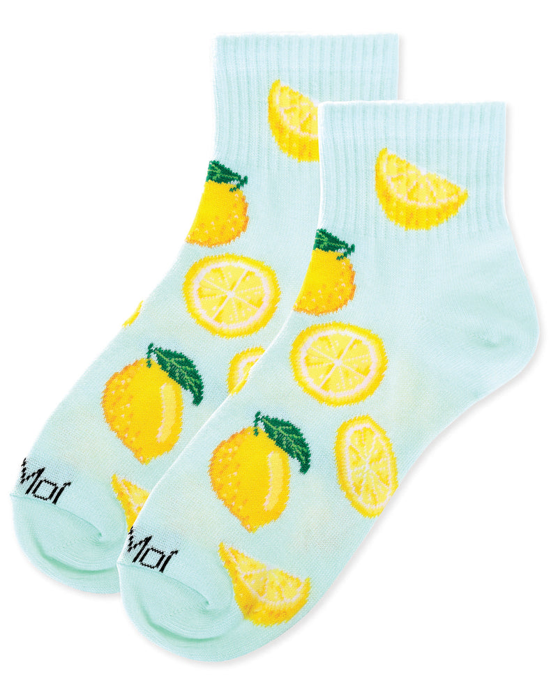 Women's Multi-Lemons Athletic Quarter Socks