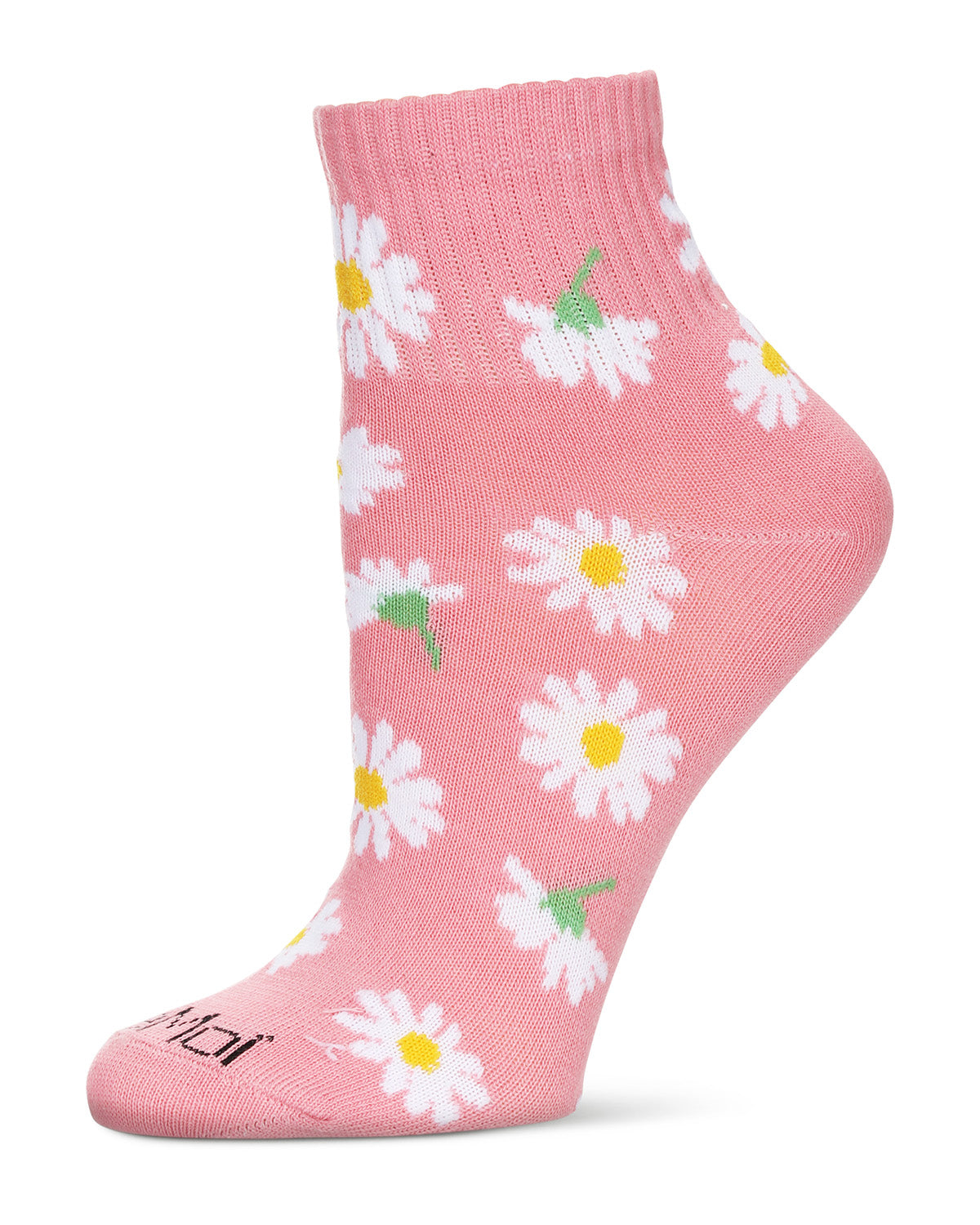 Women's Multi-Daisies Athletic Quarter Socks : Color: Pink
