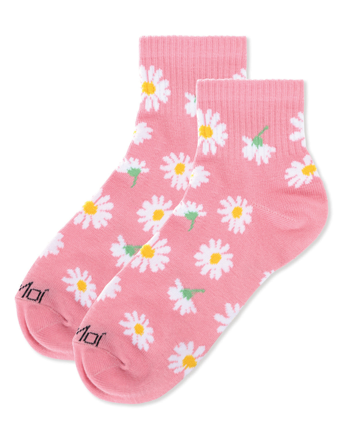 Women's Multi-Daisies Athletic Quarter Socks : Color: Pink