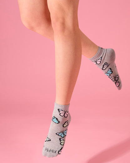 Women's Multi-Butterflies Athletic Quarter Socks