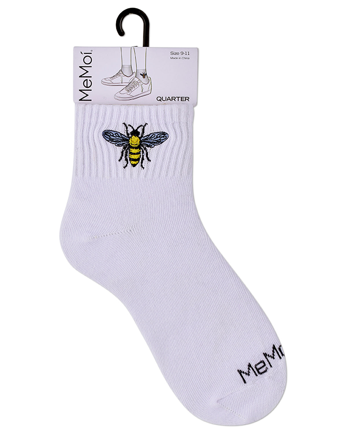 Women's "Embroidered Bee" Athletic Quarter Sock