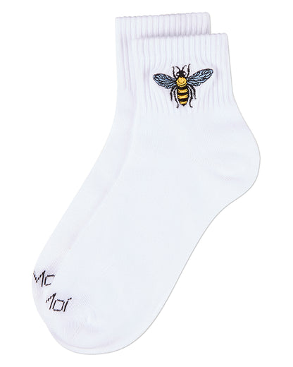 Women's "Embroidered Bee" Athletic Quarter Sock