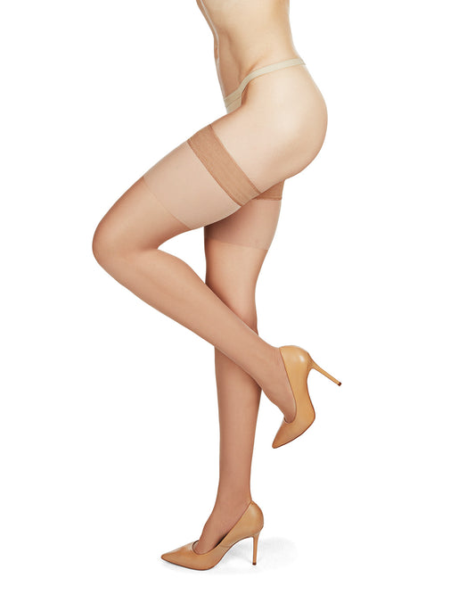 Women's Semi-Sheer Light Support 30-Denier Thigh High Stockings: Color: Nude