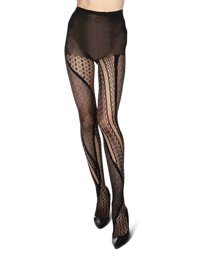 Women's Sporadic Edge Nylon Net Tights : Color: Black