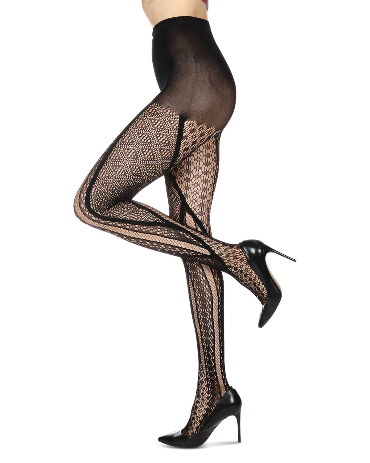 Women's Sporadic Edge Nylon Net Tights : Color: Black