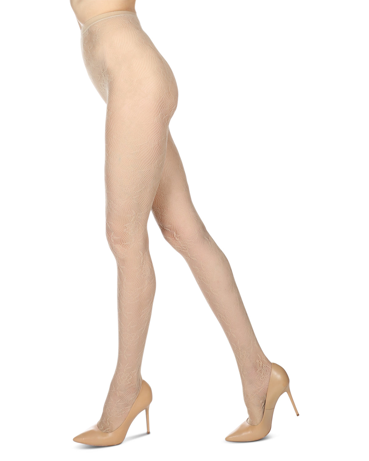 Feminine Floral Netted Breathable Tights : Color: Steeple Gray