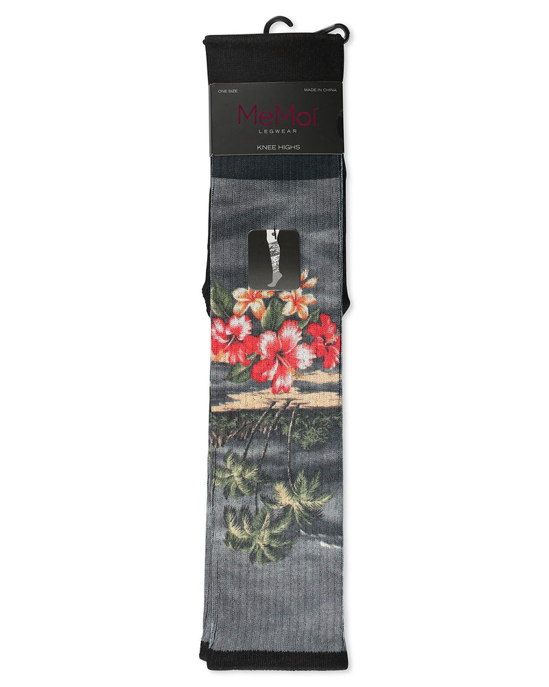Women's Floral Exotica Ribbed Over The Knee Socks