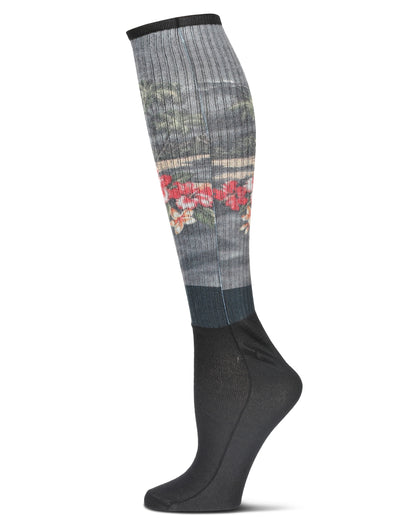 Women's Floral Exotica Ribbed Over The Knee Socks