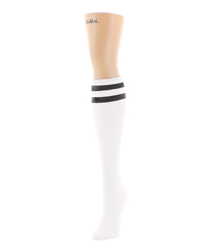 Women's Top Stripe Ribbed Knee High Socks
