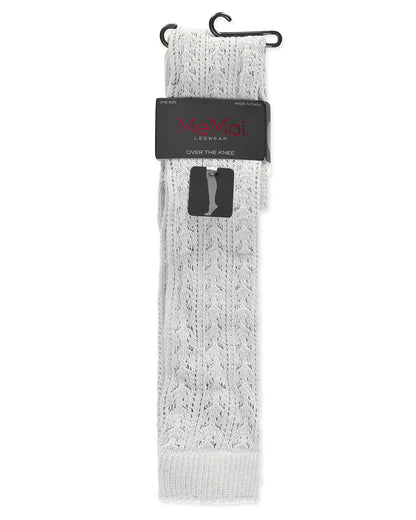 Pointelle Over The Knee Cotton Blend Warm Socks : Color: Paloma Gray