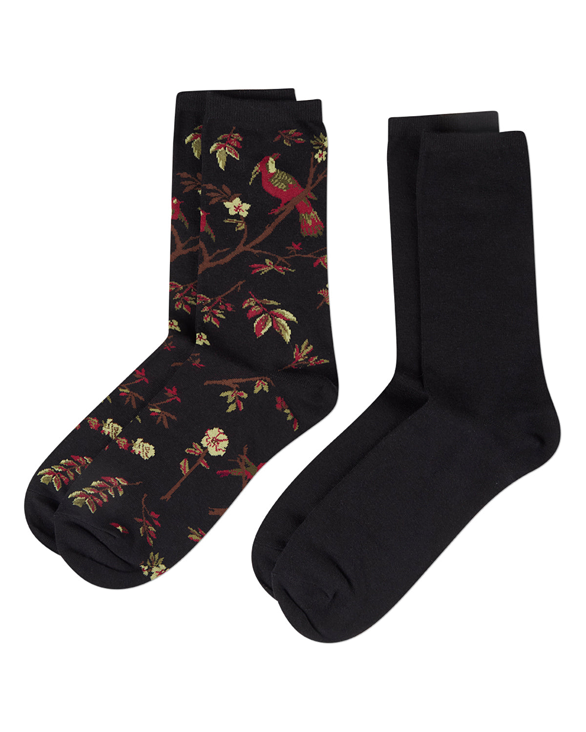 Exotic Birds Cotton Blend Crew Socks 2 Pack