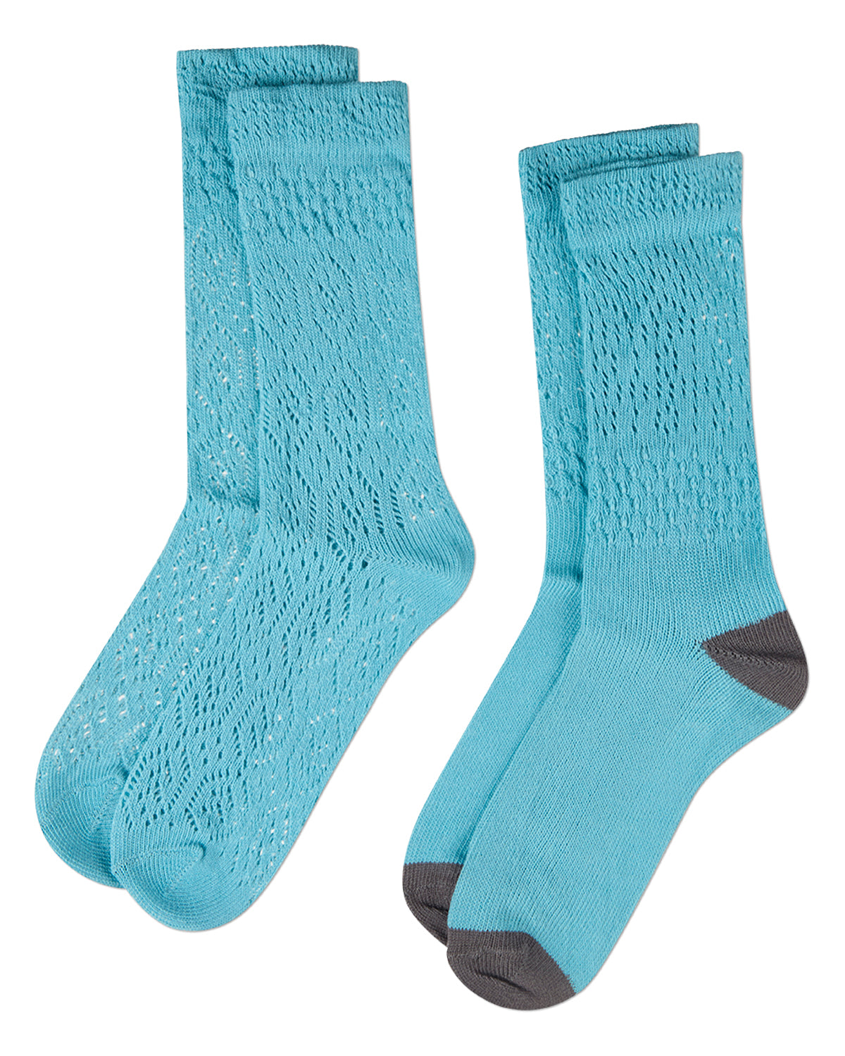 Open Knit Combed Cotton Blend Spring Crew Socks 2-Pack