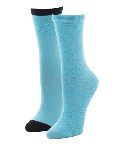 Women's 2 Pair Pack Overlapping Circles Crew Socks : Color: Light Blue