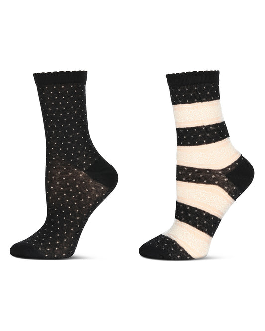 Floral Femme Anklet 2 Pair Pack : Color: Black