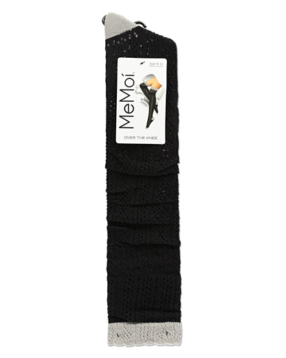 Women's Delicate Dots Cotton Over The Knee Socks : Color: Black