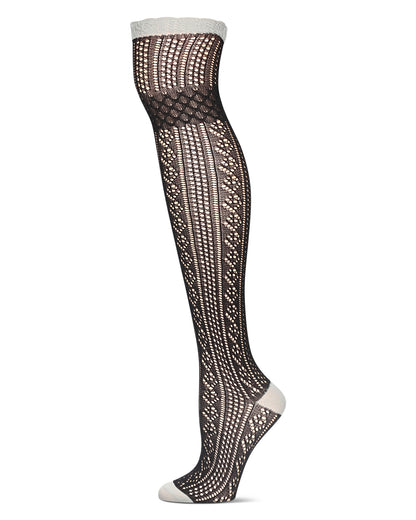 Women's Delicate Dots Cotton Over The Knee Socks : Color: Black