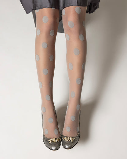 Women's Sheer Polka Dot Nylon Tights : Color: Steel_Gray