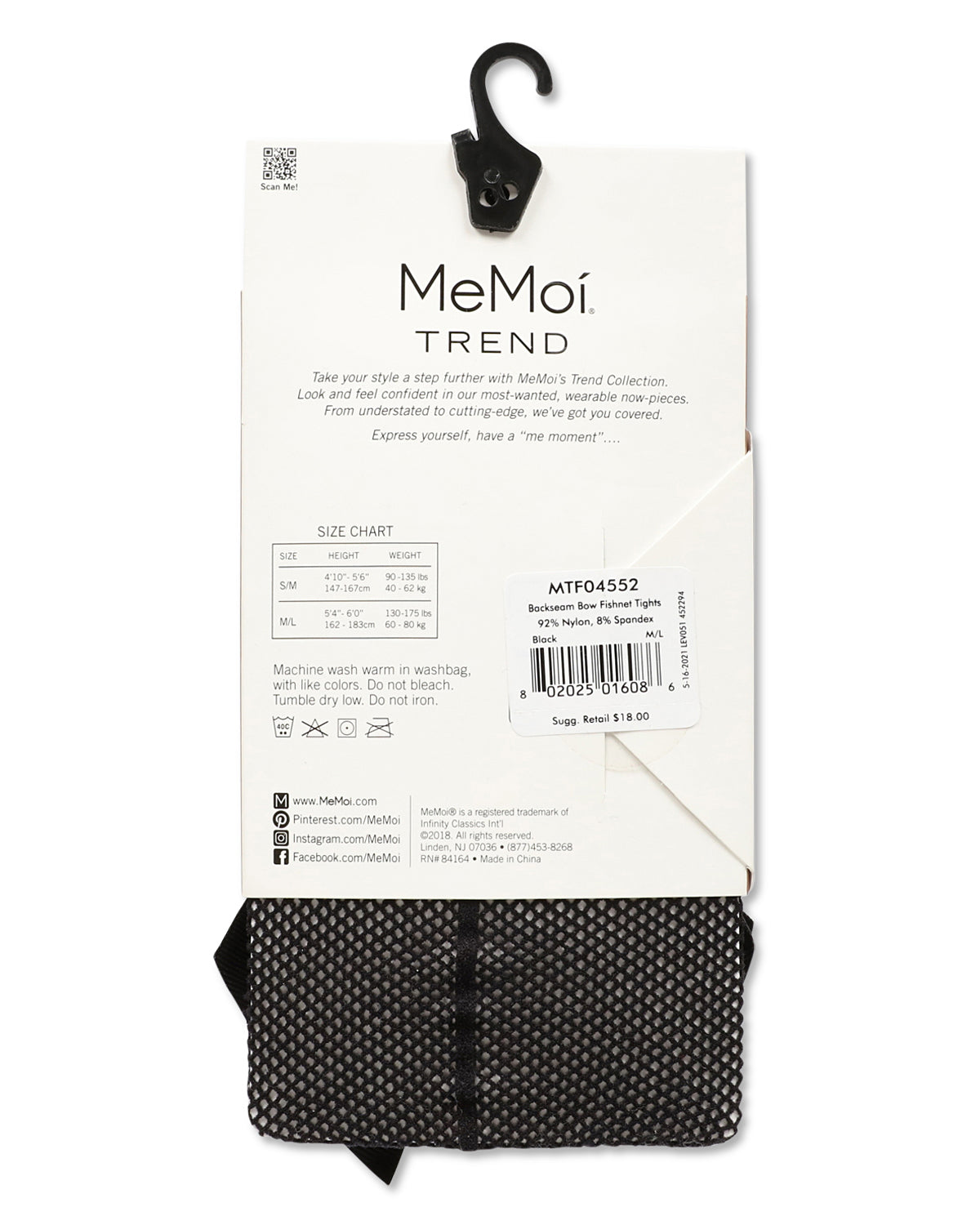 Women's Backseam Bow Nylon Fishnet Tights : Color: Black