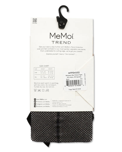 Women's Backseam Bow Nylon Fishnet Tights : Color: Black