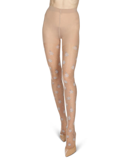 Women's Posy Patch Floral Knit Sheer Tights : Color: Black