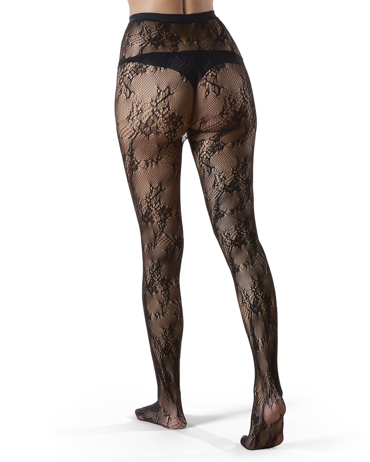 Women's Floral Net Nylon Sheer Tights : Color: Black