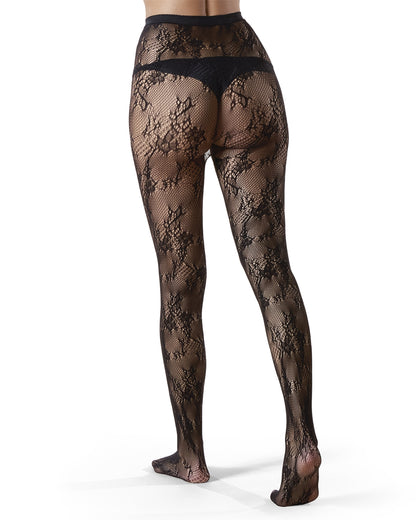 Women's Floral Net Nylon Sheer Tights : Color: Black