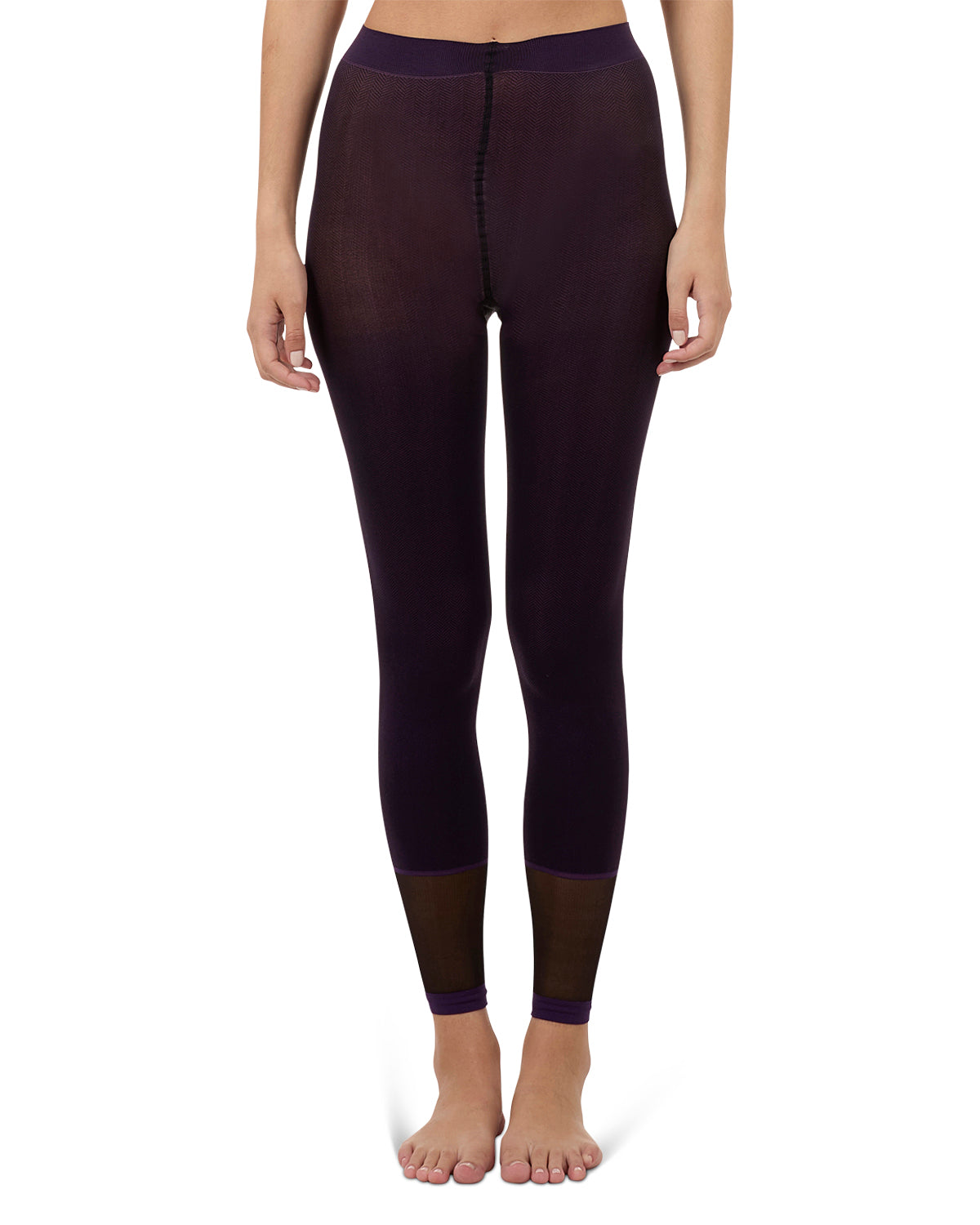 Women's Spunky Herringbone Fashion Footless Tights : Color: Black