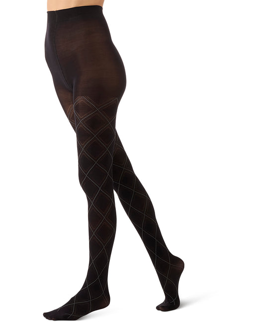 Women's Feminine Diamond Fashion Tights : Color: Black-Cloudy Skies