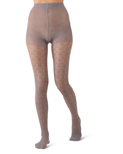 Women's Textured Cotton Rich Inverted Crochet Fashion Tights : Color: Black