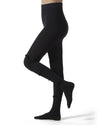 Women's Ribbed Velvety-Bow-Trimmed Cotton Blend Tights : Color: Black