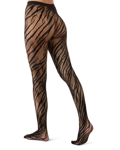 Women's Zebra Net Tights : Color: Black