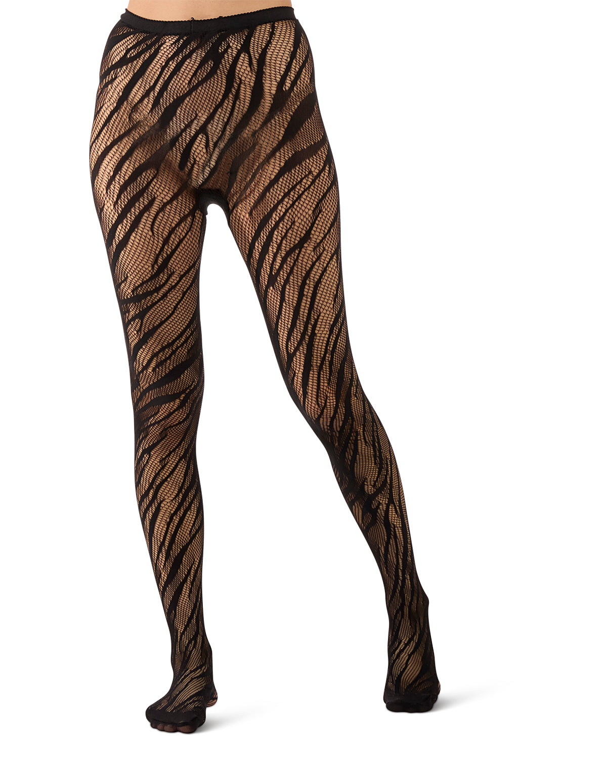 Women's Zebra Net Tights : Color: Black