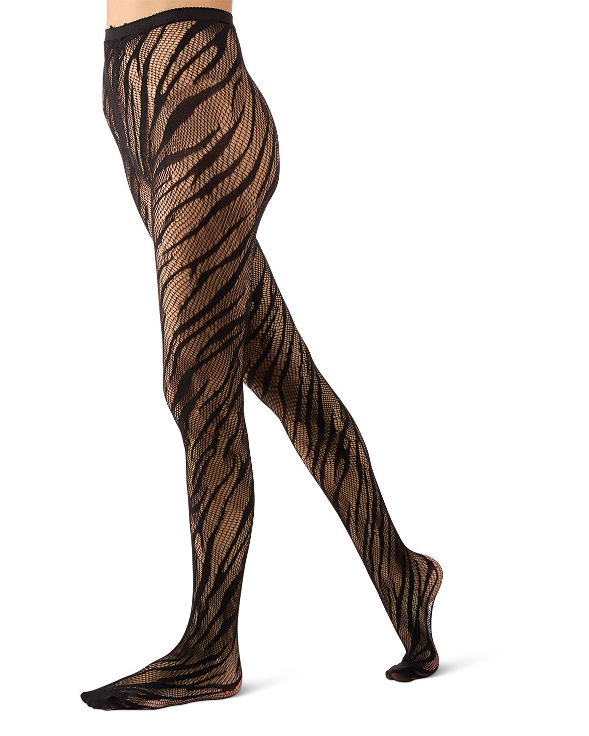 Women's Zebra Net Tights : Color: Black