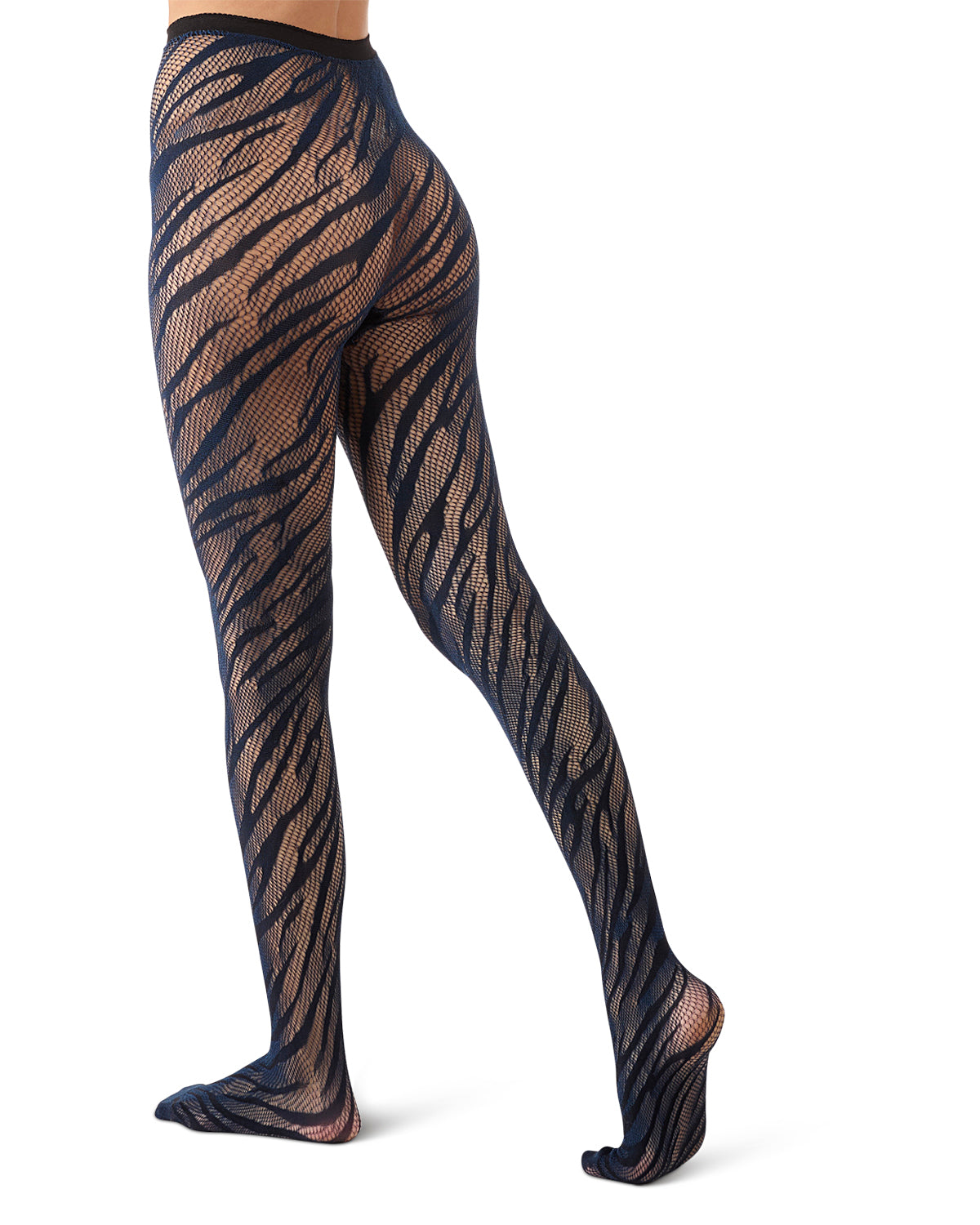Women's Zebra Net Tights : Color: Black