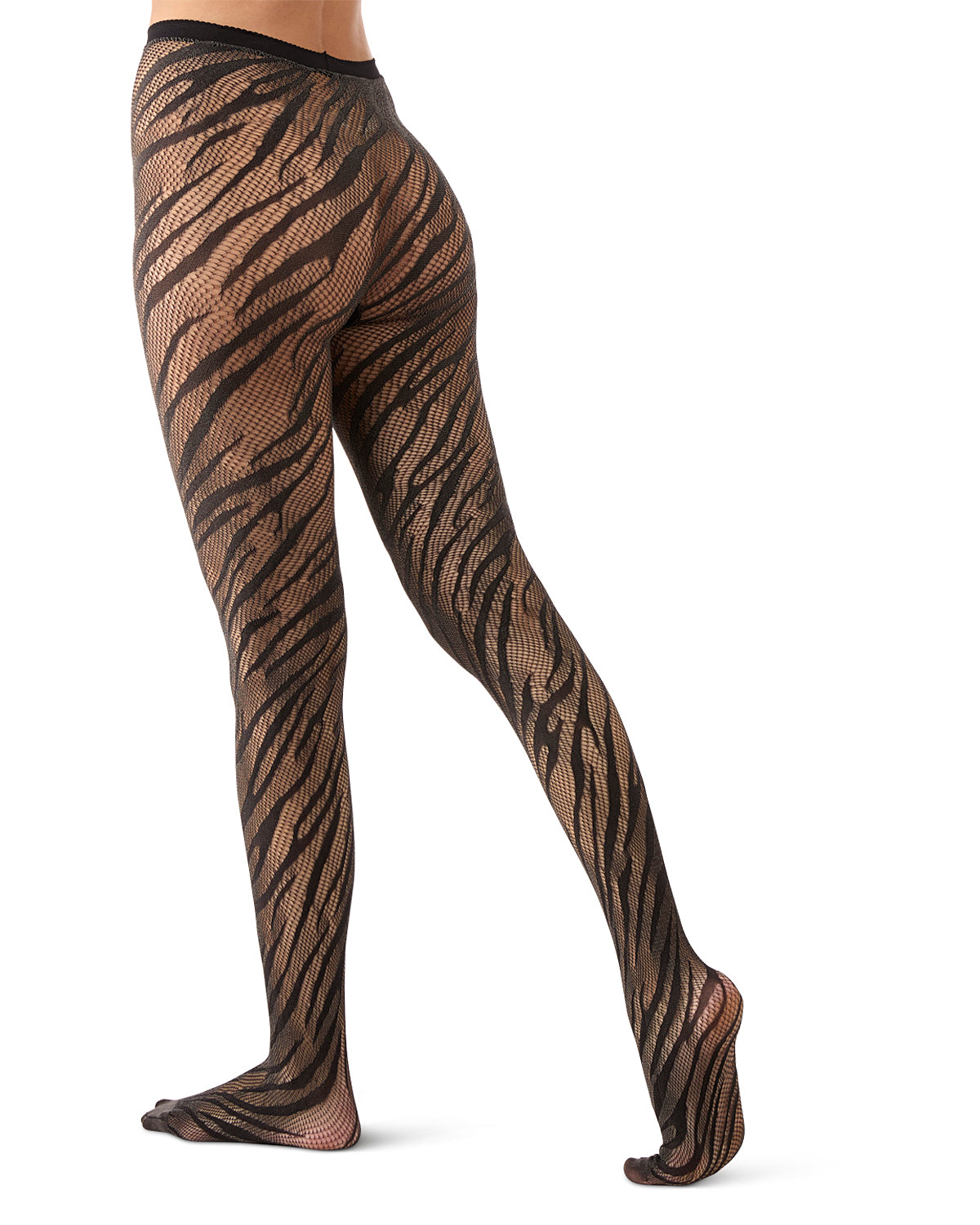 Women's Zebra Net Tights : Color: Black