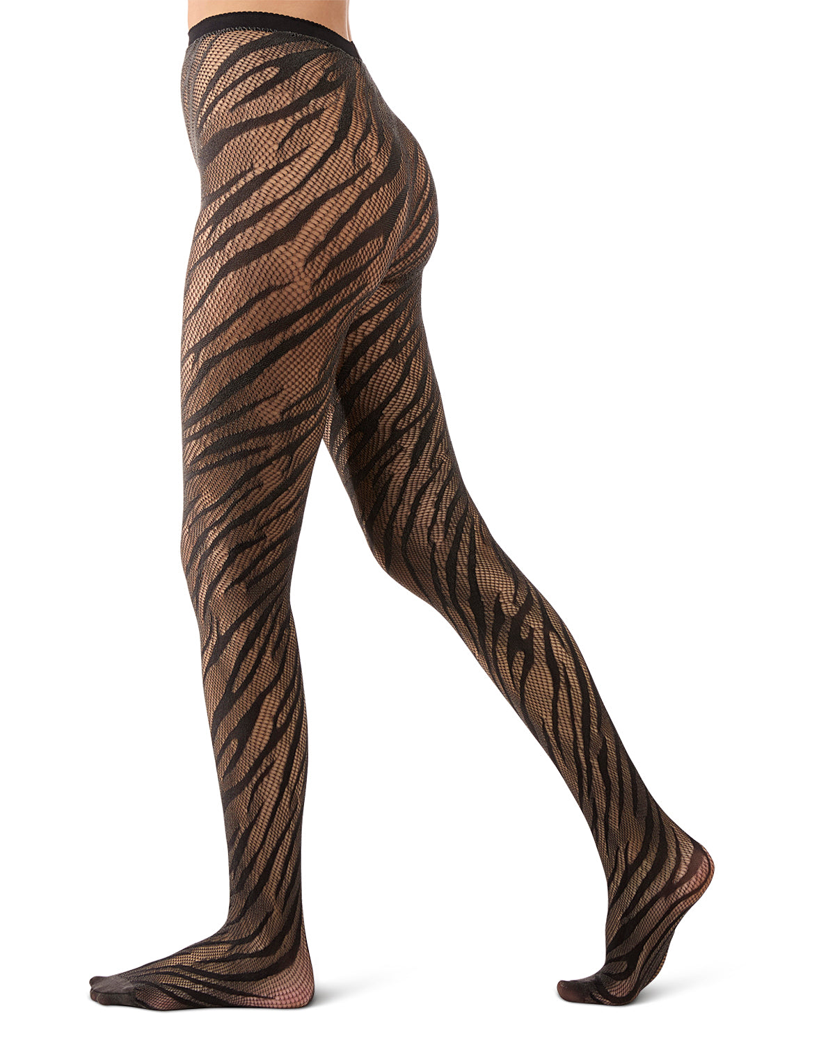 Women's Zebra Net Tights : Color: Gray