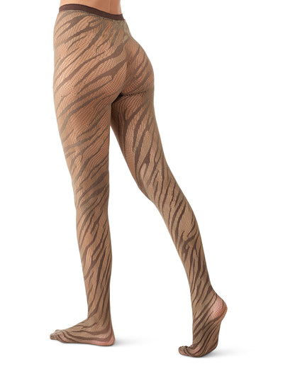 Women's Zebra Net Tights : Color: Black
