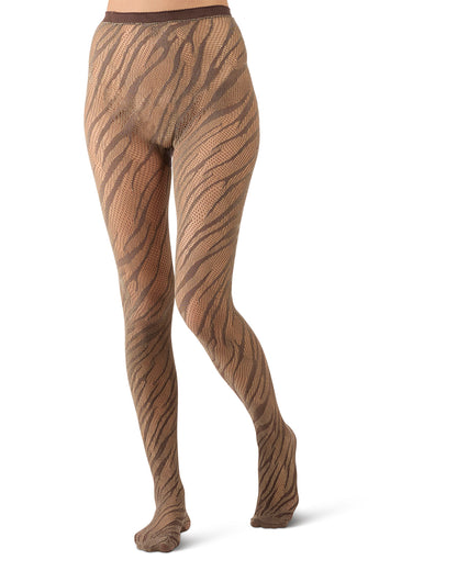 Women's Zebra Net Tights : Color: Black
