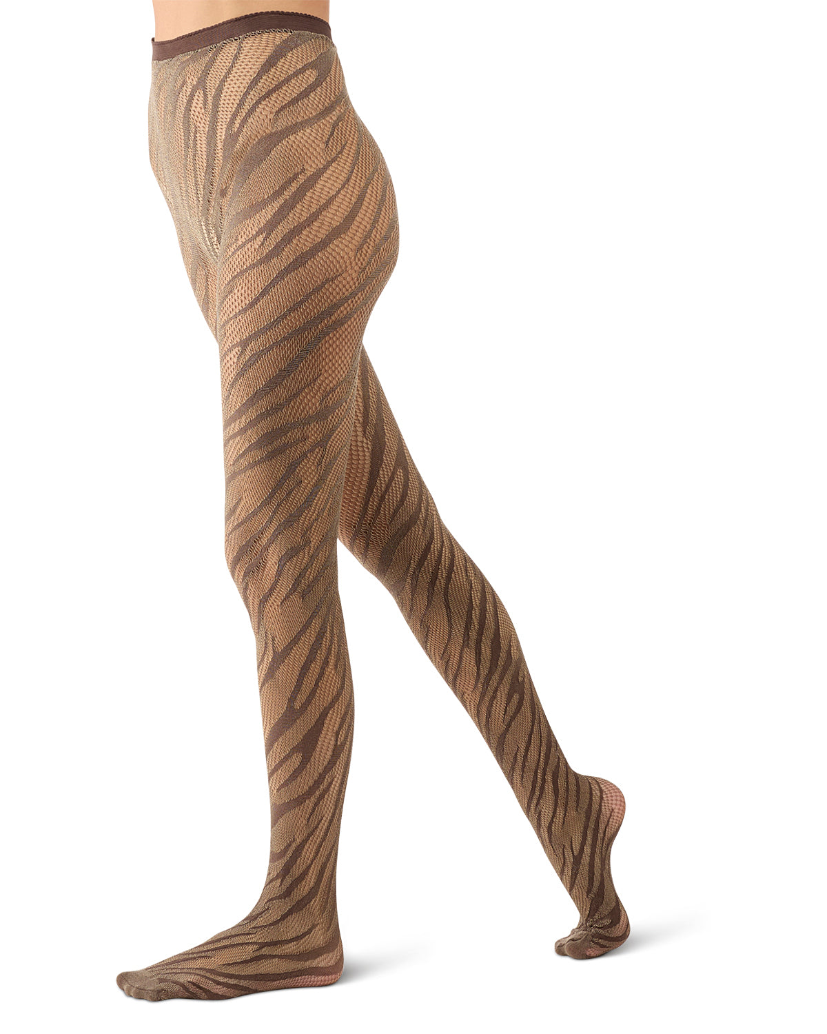 Women's Zebra Net Tights : Color: Mud