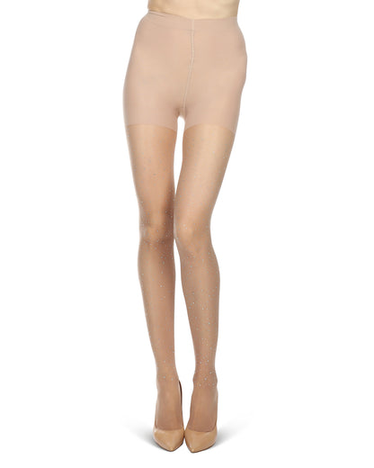 Women's All Over Rhinestone Nylon Sheer Tights : Color: Nude