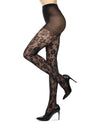 Women's Floral Sheer Nylon Tights : Color: Black