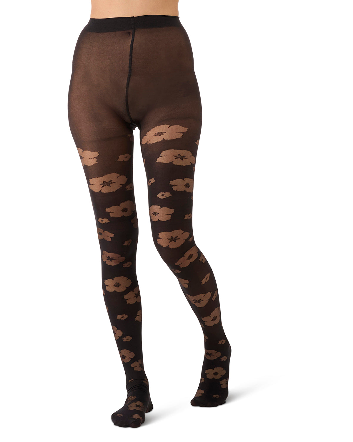 Women's Floral Sheer Tights : Color: Black