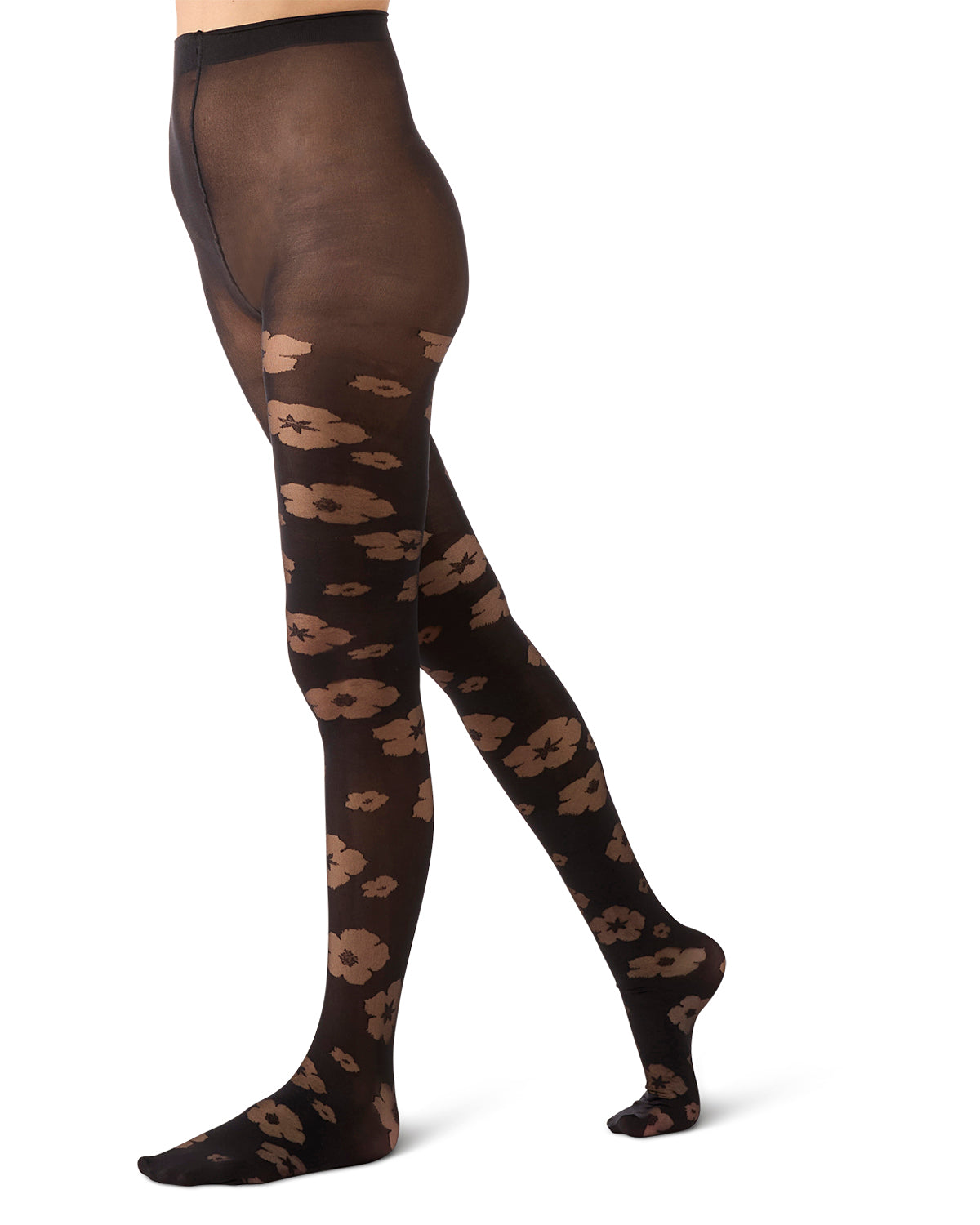 Women's Floral Sheer Tights : Color: Black