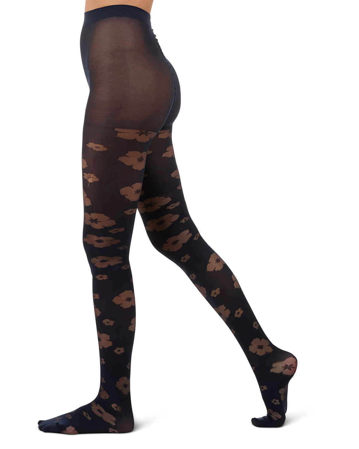Women's Floral Sheer Tights : Color: Navy