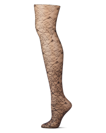 Women's Silky-Sheer Floral Sketch Non-Control Fashion Tights