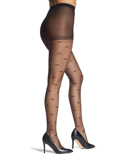 Women's Silky-Sheer Bow-Accent Non-Control Fashion Tights